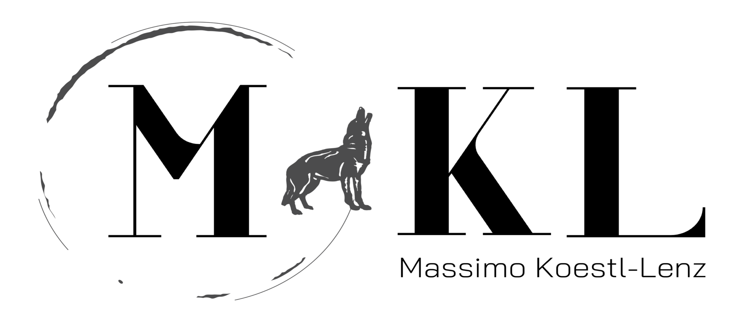 Logo von MKL Training mit einem Wolf im Buchstaben M, den Initialen MKL und dem Schriftzug Massimo Köstl-Lenz.